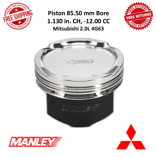 Pistón Manley 88 mm carrera, tipo plato, diámetro STD 85,5 mm para Mitsubishi 2,0 L 4G63 - Imagen 1 de 8