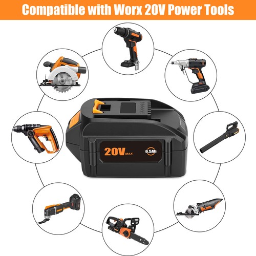 6.5Ah For WORX 20V MAX Extend Lithium Battery WA3520 WA3525 WA3575 or Charger - Picture 17 of 32