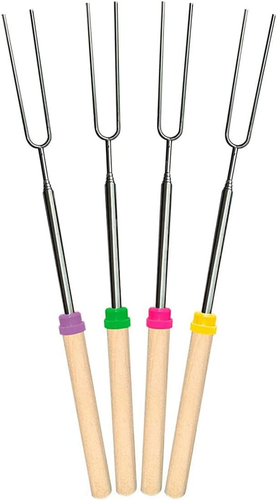 4Pack Marshmallow Roasting Sticks Extendable 32Inch Long Metal Barbecue Skewers - Picture 9 of 12