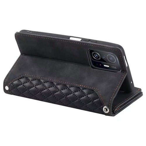 Zipper Flip Grid Leather Card Wallet Phone Case For Samsung S22 S21 S20 FE S9 S8 - Picture 9 of 15