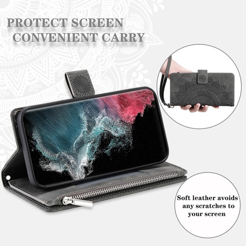 For Samsung S24 S25 Ultra S21 S22 S23 Magnetic Leather Wallet Zipper Case Cover - Picture 28 of 31