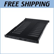 1U Vented Server Shelf with Adjustable Depth - Max 175lbs for Optimal Cooling