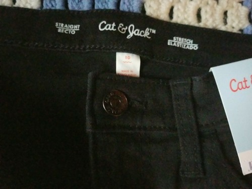 Cat and Jack Girls Black Jean pants - size 10 Straight Leg NWT - Picture 2 of 2