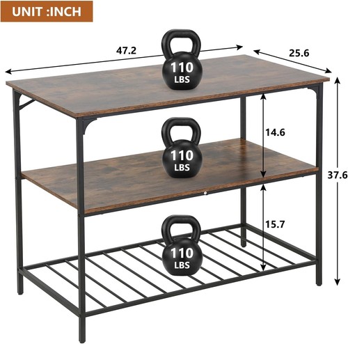 3 Tier Kitchen Island Kitchen Storage Kitchen Counter with Large Storage Space - Picture 7 of 7