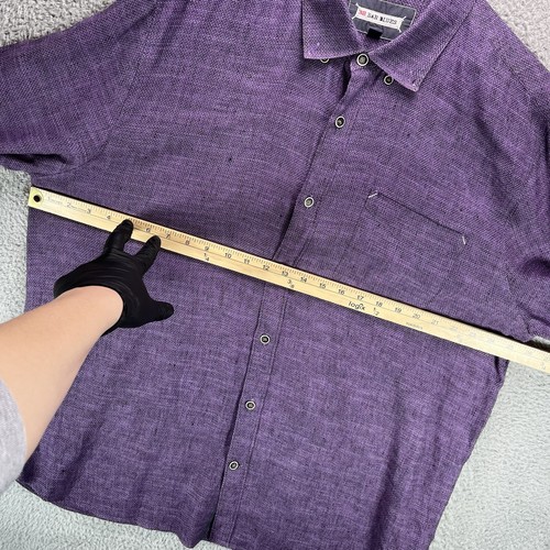32 Bar Blues Shirt Mens XL Purple Linen Blend Button Up Long Sleeve Beach Rave - Picture 8 of 12