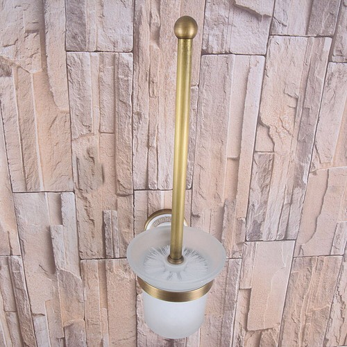 Bathroom Accessory Wall Mounted Antique Brass Toilet Brush Holder Set Qba585 - Picture 4 of 7