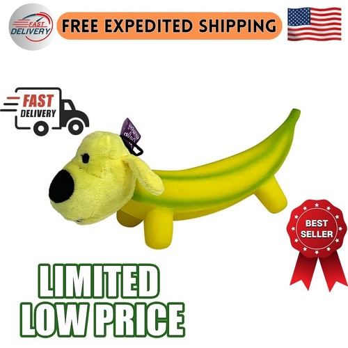 Multipet Smiling Dog Loofa Pals Latex Plush Dog Toy, Banana Shaped - 第 1/8 張圖片