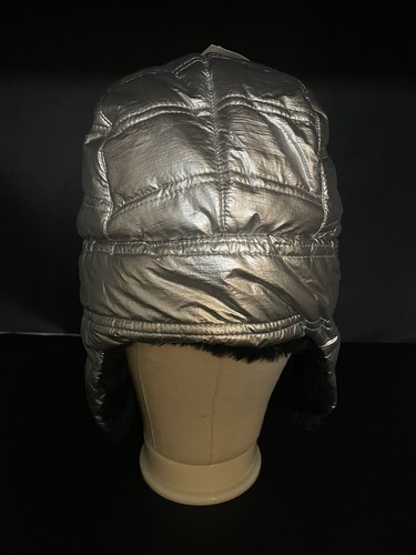 NWT- JUSTICE Girls Metallic Silver Quilted Trapper Hat  Ear Flap Faux Fur Lining - Picture 4 of 8