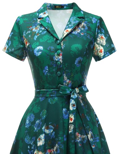 Wedtrend Women's 1950s Dress Vintage Cocktail Midi Dresses with Sleeves, Retr - Picture 4 of 5