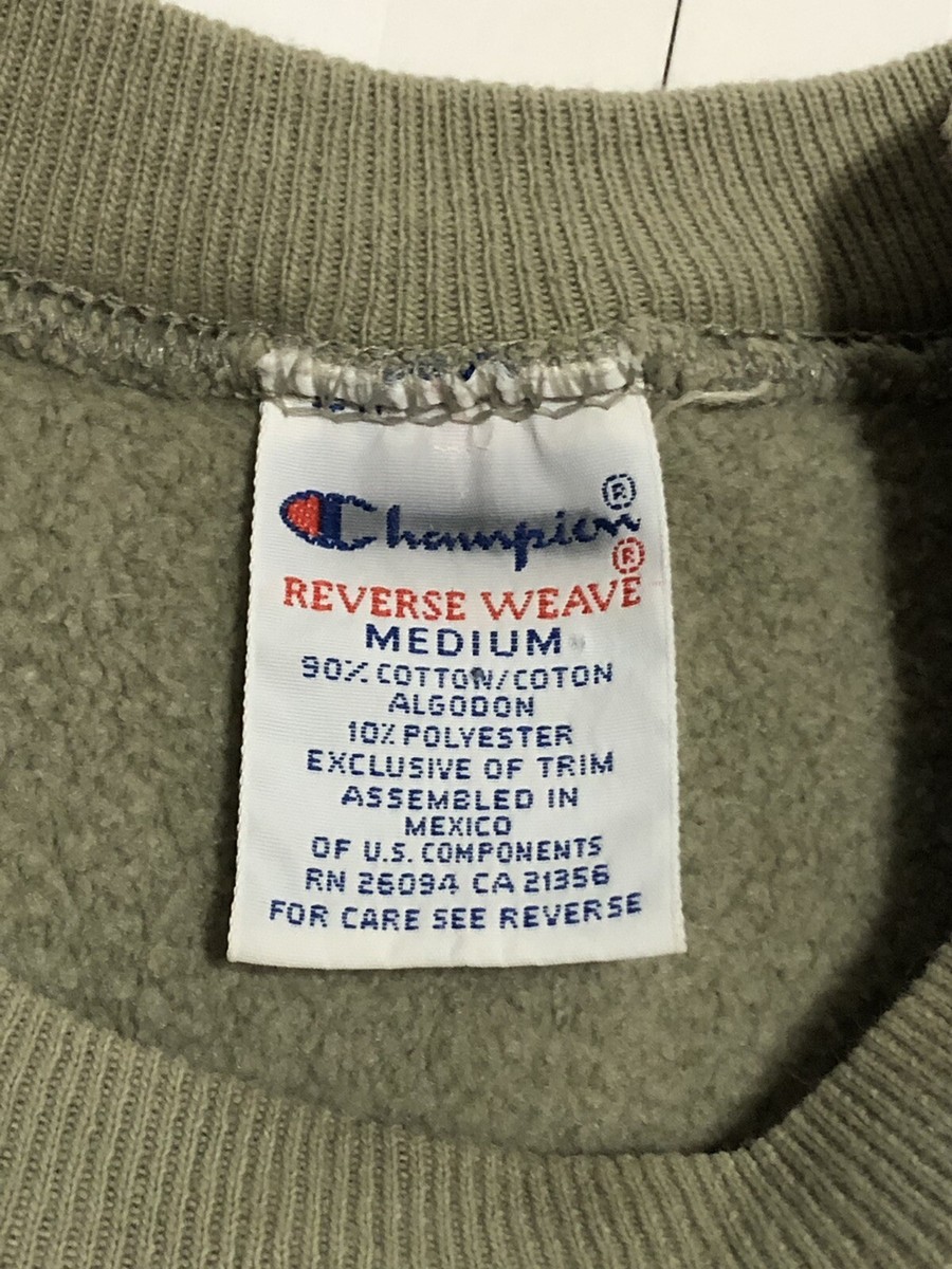 Vintage 90s Champion Reverse Weave Olive Green Brown Pullover Sweatshirt Medium