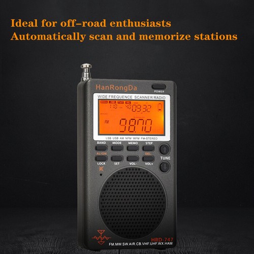 HRD-747 Radio Off-Road Portatile FM/MW/SW/AIR/CB Off-Road Enthusiast VHF/UHF - Foto 8 di 10
