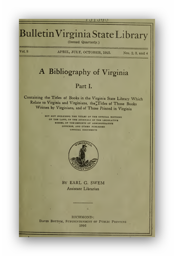Swem's Selected Bibliography of Virginia 1607 - 1699 - Picture 2 of 6