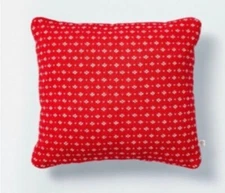 14"x14" Sweater Fleck Jacquard Knit Square Throw Pillow Red/White Hearth & Hand