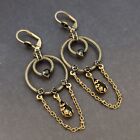 Michal Negrin Earrings Hoop Black Crystal Chain Long Dainty Runway Deco Cocktail