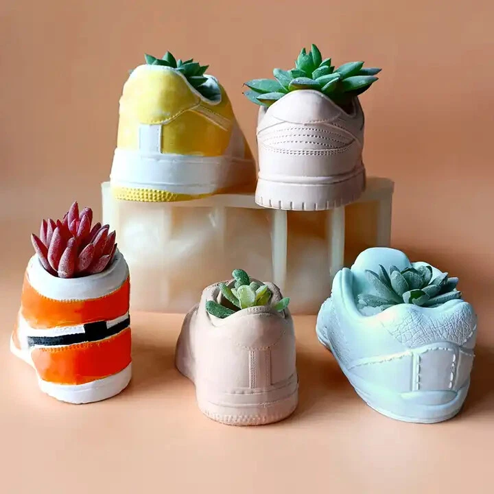 Tenis 3D Molde de Silicona Maceta de Hormigón Cemento Maceta Hágalo Usted Mismo Zapatos Molde Foto 4 de 4