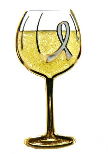 Pin de solapa de cinta de conciencia gris fondo de cata de vino blanco para recaudar cáncer cerebral nuevo - Imagen 6 de 6