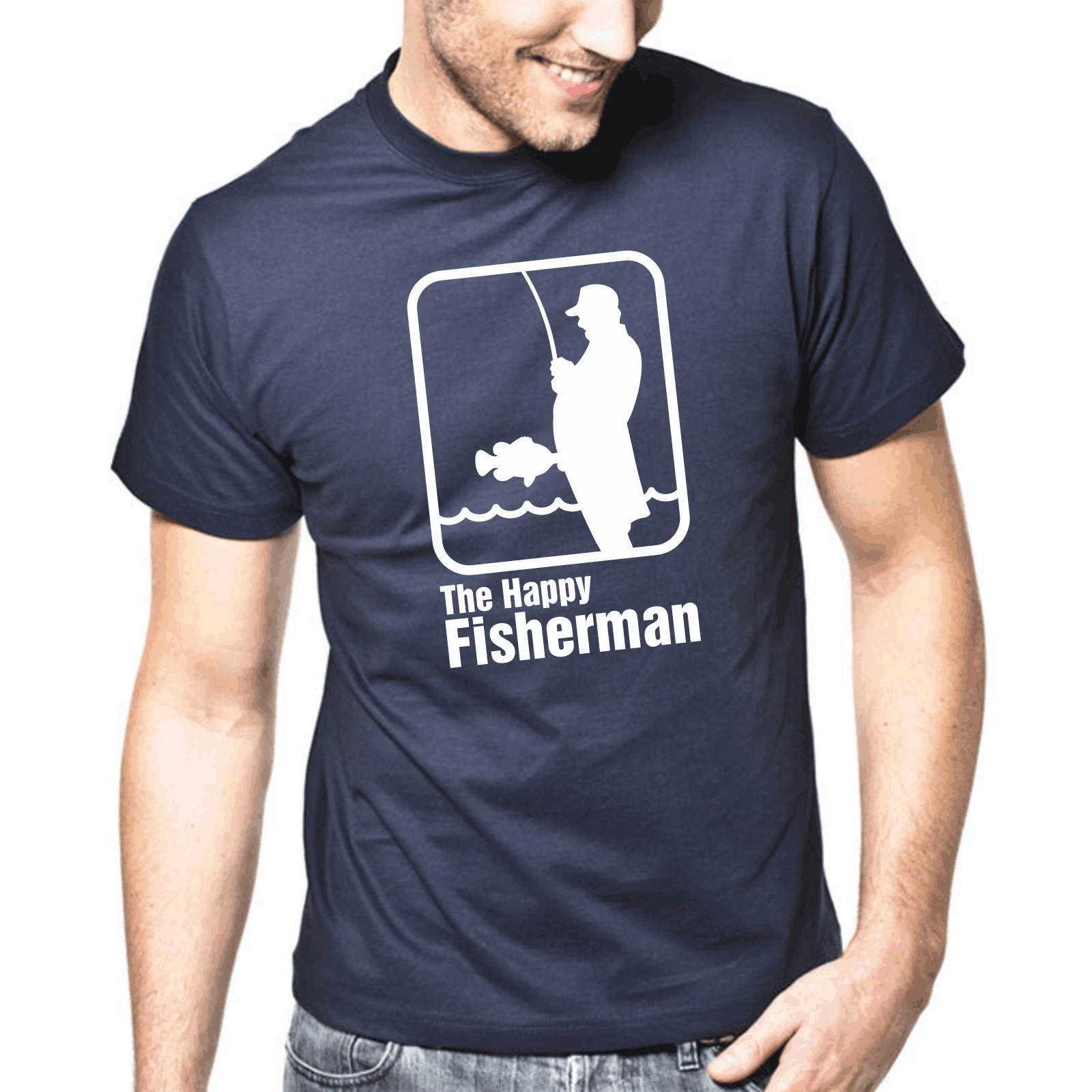 The Happy Fisherman Fishing Fischer Patter Gift Funny Fun T-Shirt