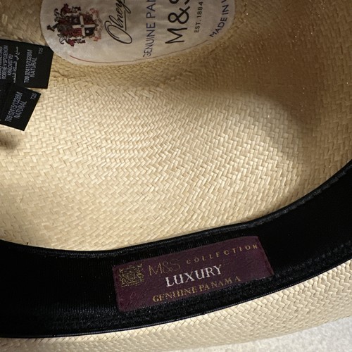 M&S Luxury Collection Olney Genuine Panama Fedora Sun Hat Beige Cap. Size M - Picture 11 of 14