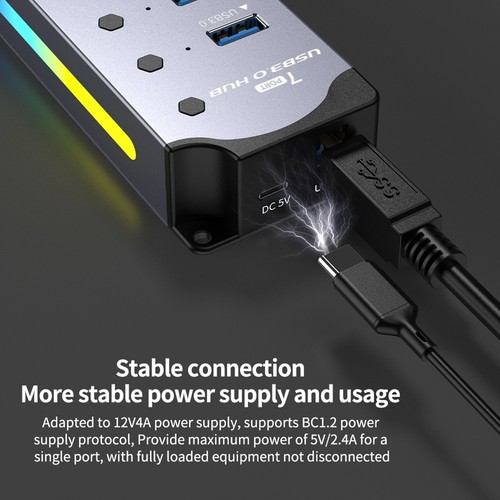 Hub USB 3.0 RVB multifonctionnel avec répartiteur de transmission rapide 5 Gbit/S 1984 - Photo 9/10