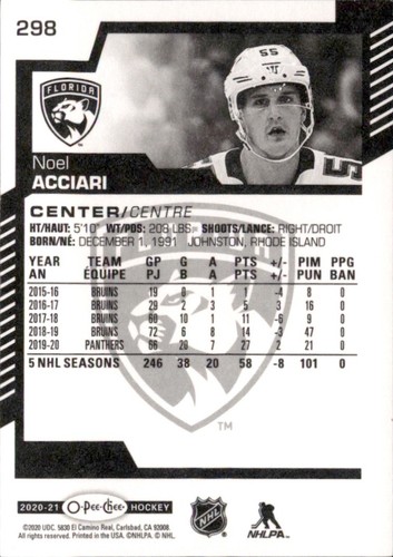 O-Pee-Chee 2020-21 - Noel Acciari #298 - Imagen 2 de 2