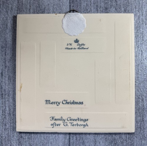1979 Delfts Blue and White 6” Christmas Tile - Family Greetings - Picture 2 of 2