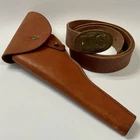Civil War Replica Belt Plate With 49” Brown Leather Belt & 16” Holster