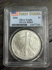 2006 American Silver Eagle PCGS MS69 First Strike 1 Oz .999 Silver Flag Label