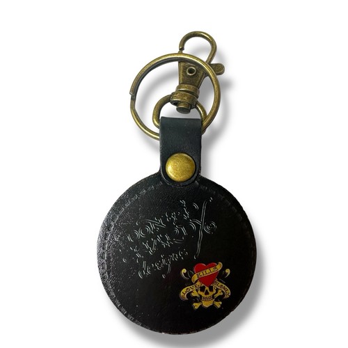 Don Ed Hardy Key Chain Fob Purse Bag Charm Love Kills Slowly Y2K Unisex Leather - Picture 6 of 7