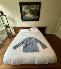 VTG Mechanic Shirt Mens L Chain Stitch Workwear Grunge Button Garage Thin Blue