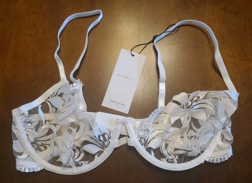 Bluebella Leonora Wired Bra White Sheer Size US 36D  UK 36D  EU 80D  FR 95D