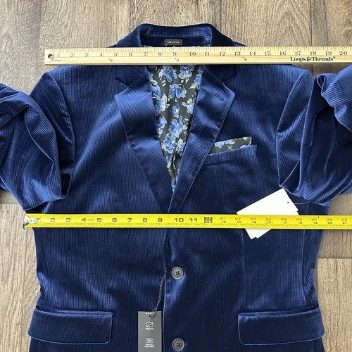 $160 JF J. Ferrar Stretch Slim Fit Velvet Sport Coat Mens Size 40 S Blue - Picture 8 of 10