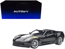 2017 Chevrolet Corvette C7 Grand Sport 1/18 Model Car Black White Stripe Autoart