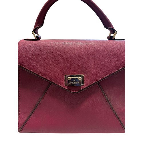 Kate Spade New York Small Satchel Handbag Pink/Burgundy Saffiano Leather & Suede - Picture 11 of 12