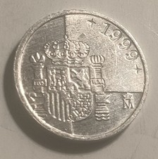 1999 Spanish 1 Peseta King Juan Carlos I.
