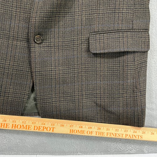 Andrew Fezza Blazer Mens 46R Brown Plaid Lambswool Sport Coat Jacket Wool VTG - Picture 11 of 14