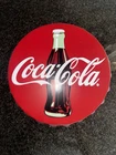 Vintage 12” Coca-Cola Button Metal Sign, Great Shape