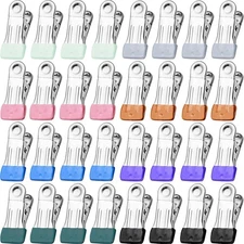 Clothes Pins for Hanging Clothes, 32 Pack Stainless Steel Colored Clothespins fo