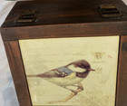 ❀ڿڰۣ❀HANDMADE Vintage Inspired WOODEN KEEPSAKE BOX With BLUE TIT BIRD TILE INLAY