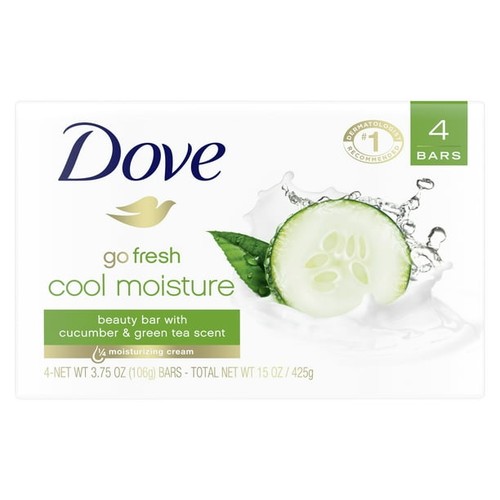 Dove Beauty Bar 4 Riegel, je 3,75 Unzen | Kühle feuchtigkeitsspendende Gurke & grüner Tee