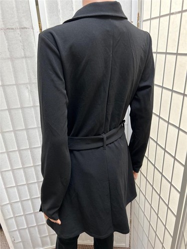NEW Women's Blu Pepper Large Black Zippered Belted Jacket - Picture 4 of 6