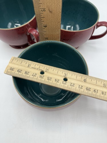 Desayuno arlequín de gres Denby 3 tazas y 4 platillos verde rojo azul/rc - Imagen 9 de 10