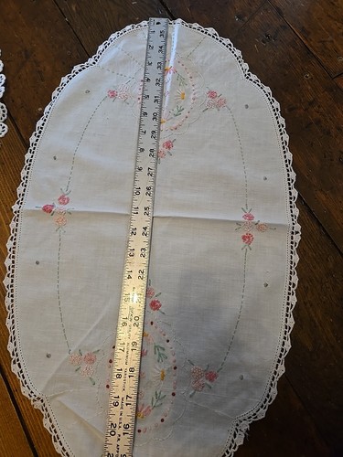 Vintage Handarbeit Konvolut 7 Teile ausgefallene Arbeit Läufer bestickt Blumen - Bild 3 von 13