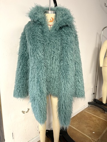 Abrigo de piel sintética con cuello de solapa de piel mongola estilo americano para mujer moda de invierno talla - Imagen 24 de 29