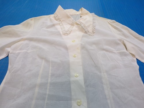 VTG. St Michael Ivory Blouse Sheer Long Sleeve, Lace Trim W Size 36/14 UK Brand - Picture 4 of 19