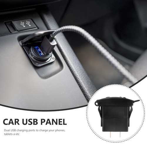 Square Car Charger Panel with Dual USB Ports Water-resistant Car Modification - 第 9/12 張圖片