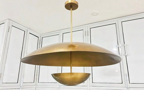 3 Light Elegant Ceiling Flush Mount Light Pendant Mid Century Modern raw Brass