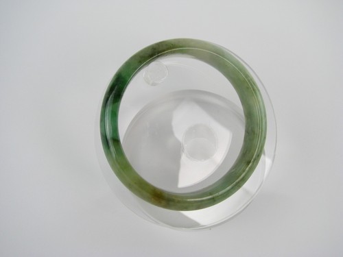 Brazalete de eternidad redondo de jade verde abigarrado natural genuino 54 mm #1055 - Imagen 1 de 10