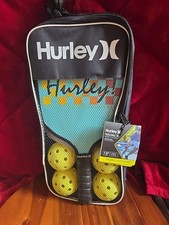 NEW HURLEY Pickleball Set Carry Case 2 Paddles 4 Balls Comfort Grip Blue 7 Piece