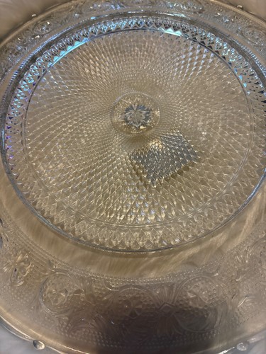 12" Crystal Clear Trellis Glass Platter/Charger Round Decorative Plate NWOB - Picture 8 of 10