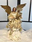 ANGEL w/Harp~22” Christmas Tree Topper~White & Gold~Hand Crafted Philippines~EUC